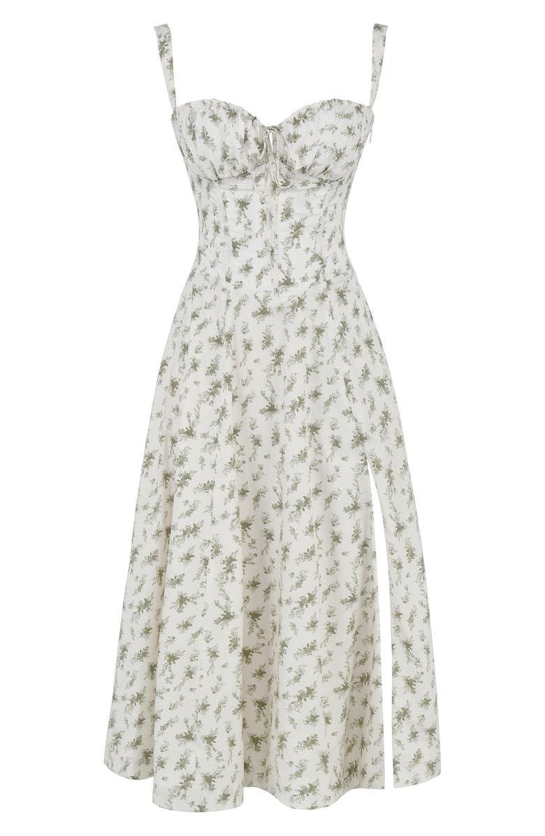 Vestido Floral Modelador com Corpete e Recorte na Cintura