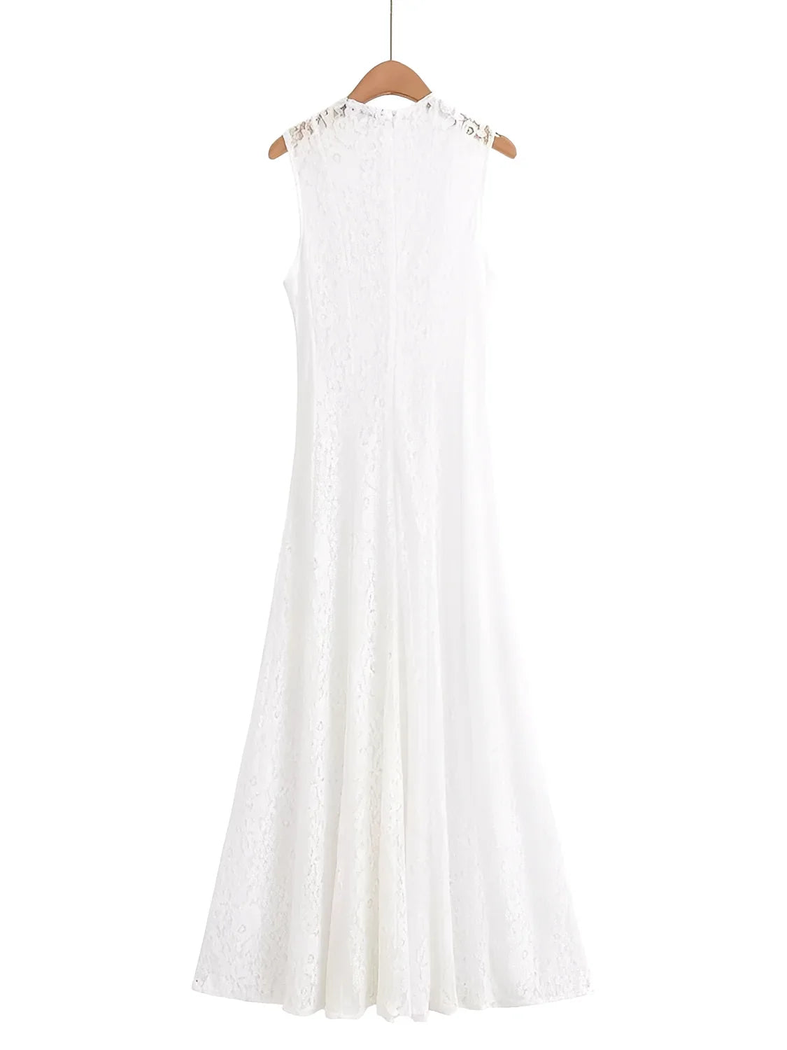 Vestido Midi em Renda Texturizada com Flores Acinturado – Carla