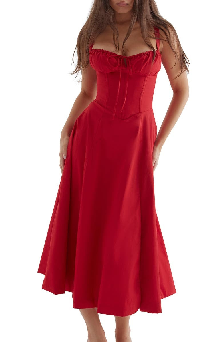 Vestido Floral Modelador com Corpete e Recorte na Cintura