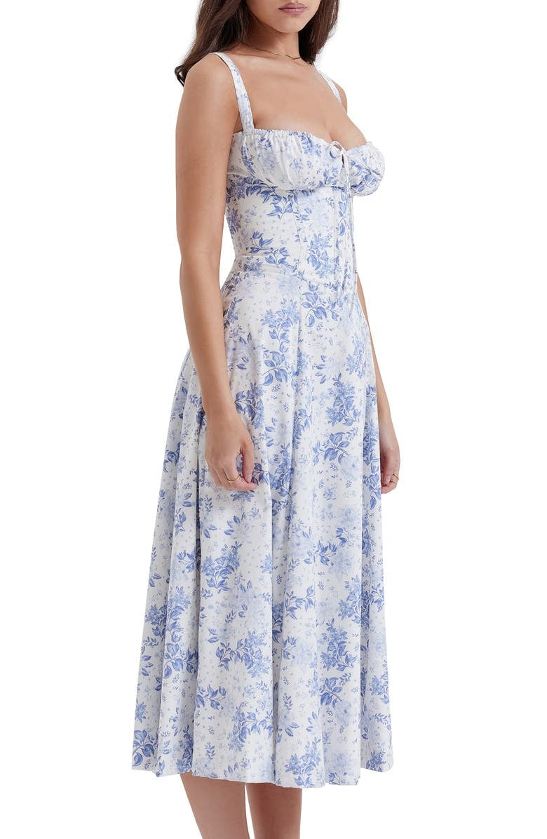 Vestido Floral Modelador com Corpete e Recorte na Cintura