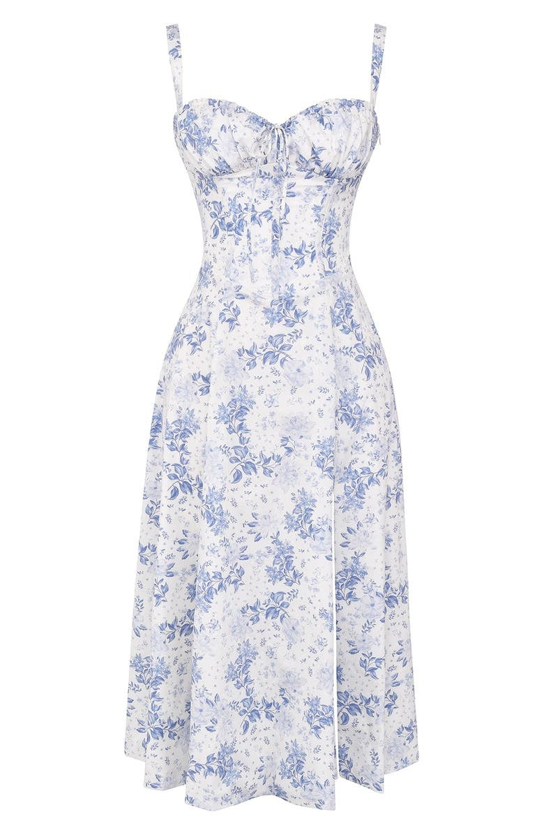 Vestido Floral Modelador com Corpete e Recorte na Cintura